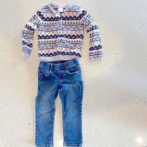 Gymboree 2T jean and cardigan set